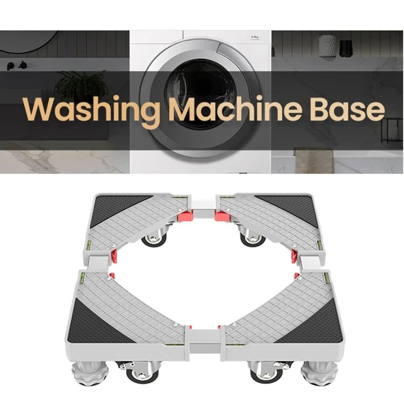 1 PCS Washing Machine Stand Adjustable Refrigerator Laundry Base 4 Wheel With Brake Holder For Dryers And Refrigerators