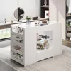 Closet Island with Drawers, Wardrobe Armoire Bedroom Island, Glass Display Shelf & 12 Drawers, White Dresser with Glass Top, Wal 1