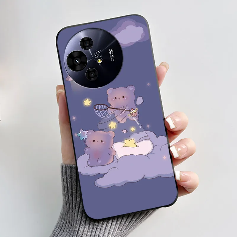 Aesthetic Cute Cat Astronaut Soft Silicone Black Protective Phone Case Cover