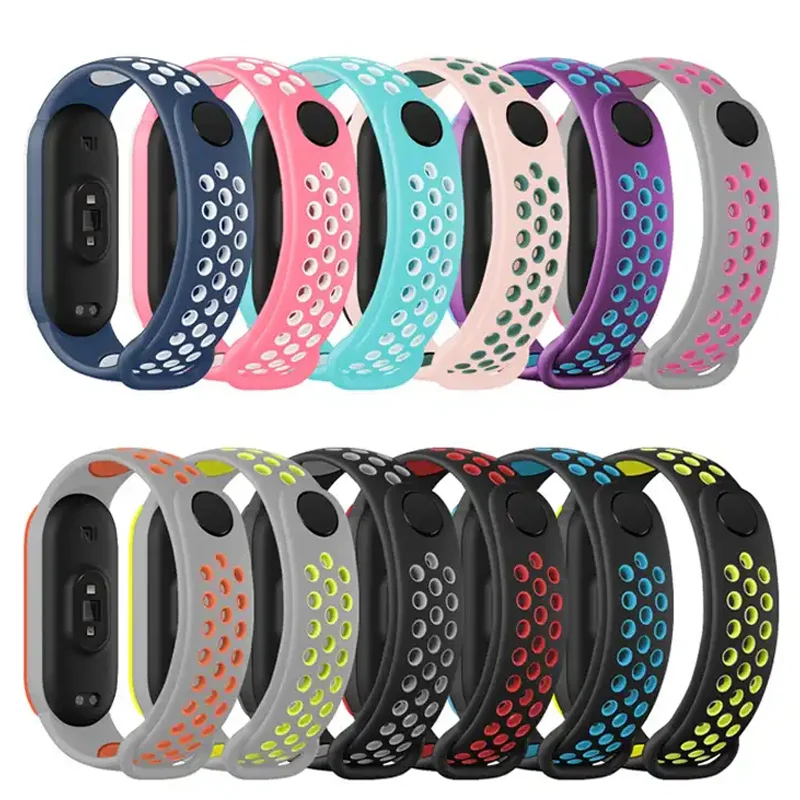 Cinturino Per Xiaomi Mi Band 7 Nfc Smart Watch Correa Mi Band 7 6 Bracciale Sportivo In Silicone Air-Hole Mi Band 6 5 4 3 7 8 Cinturino