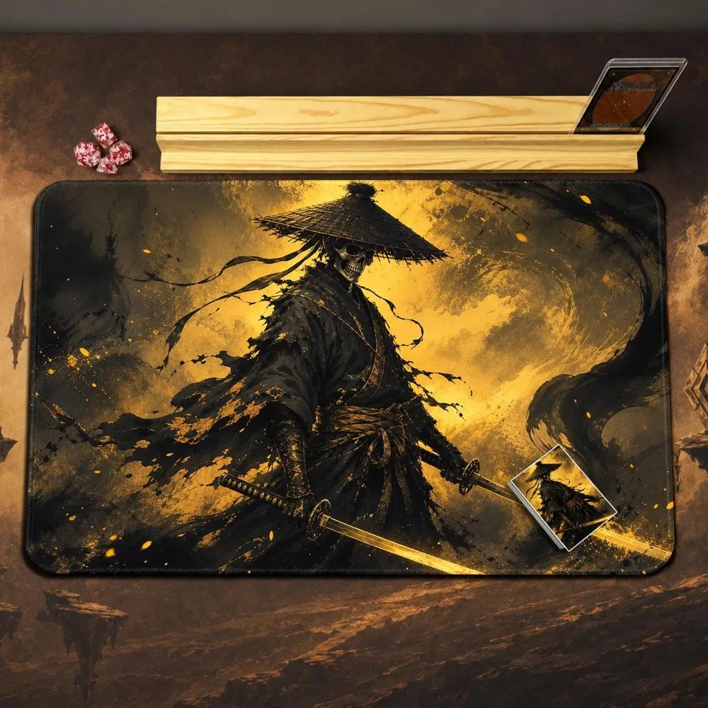 Shadow Samurai Gothic Gaming Playmat – Dark Fantasy Desk Accessory
