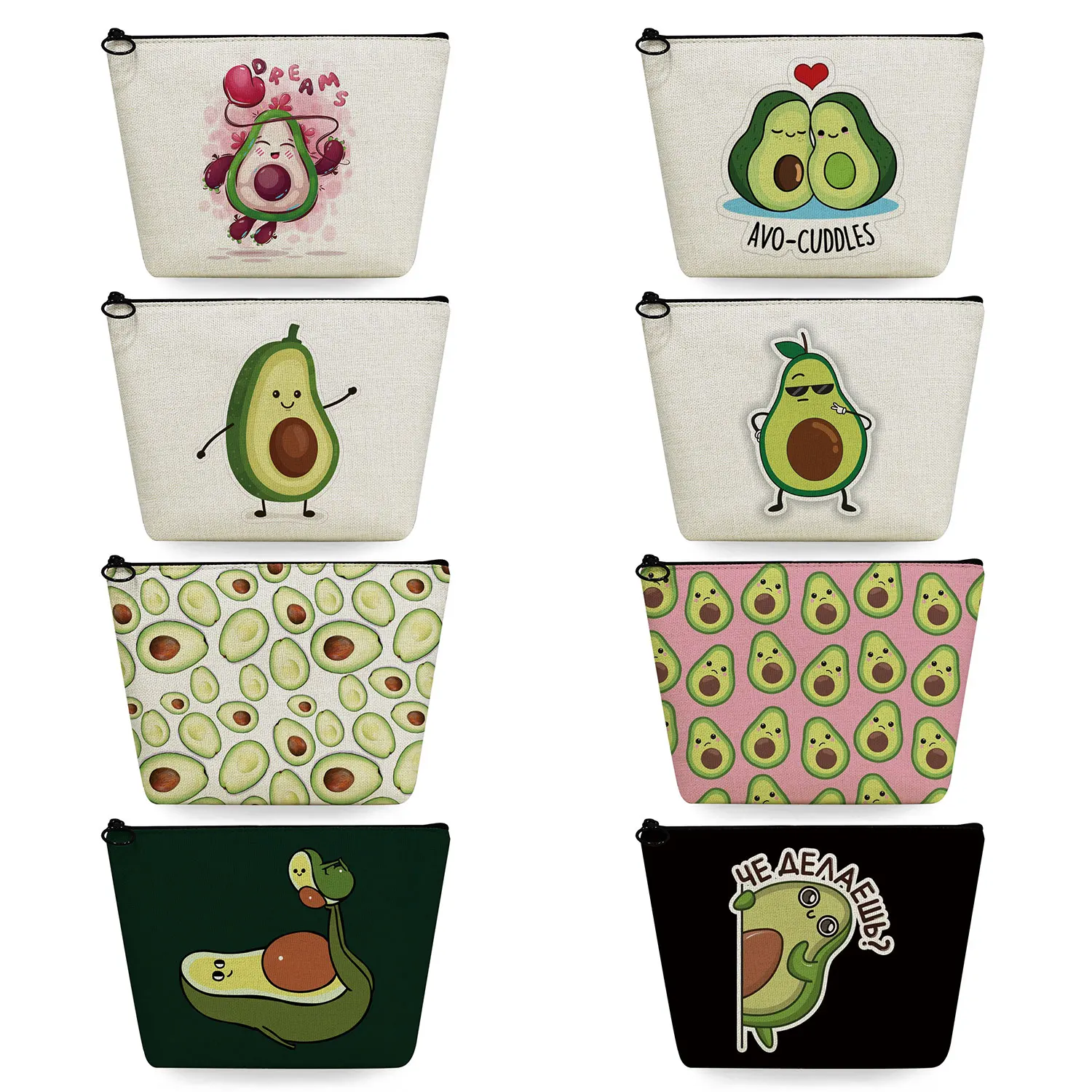 

Gift Women's Cosmetic Bag Casual Makeup Organizer High Quality Travel Toiletry Bag Avocado Cartoons Fruit Series Print Customize