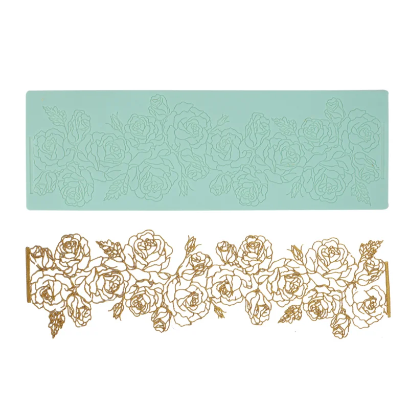 European Rose Pattern Fondant Molds Silicone Mold for Cake Decorating ...