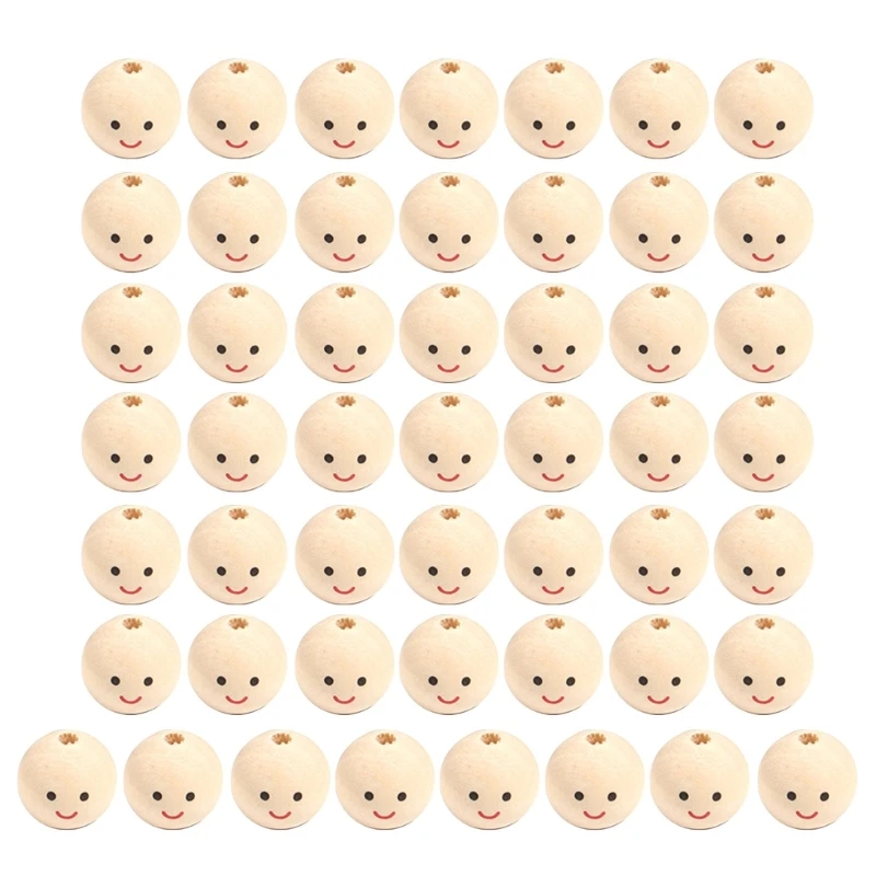 AJOIDR 20Pcs Wooden Doll Head Beads - Smiling Face Spacers For DIY Jewelry Making & Kids Crafts - View #6