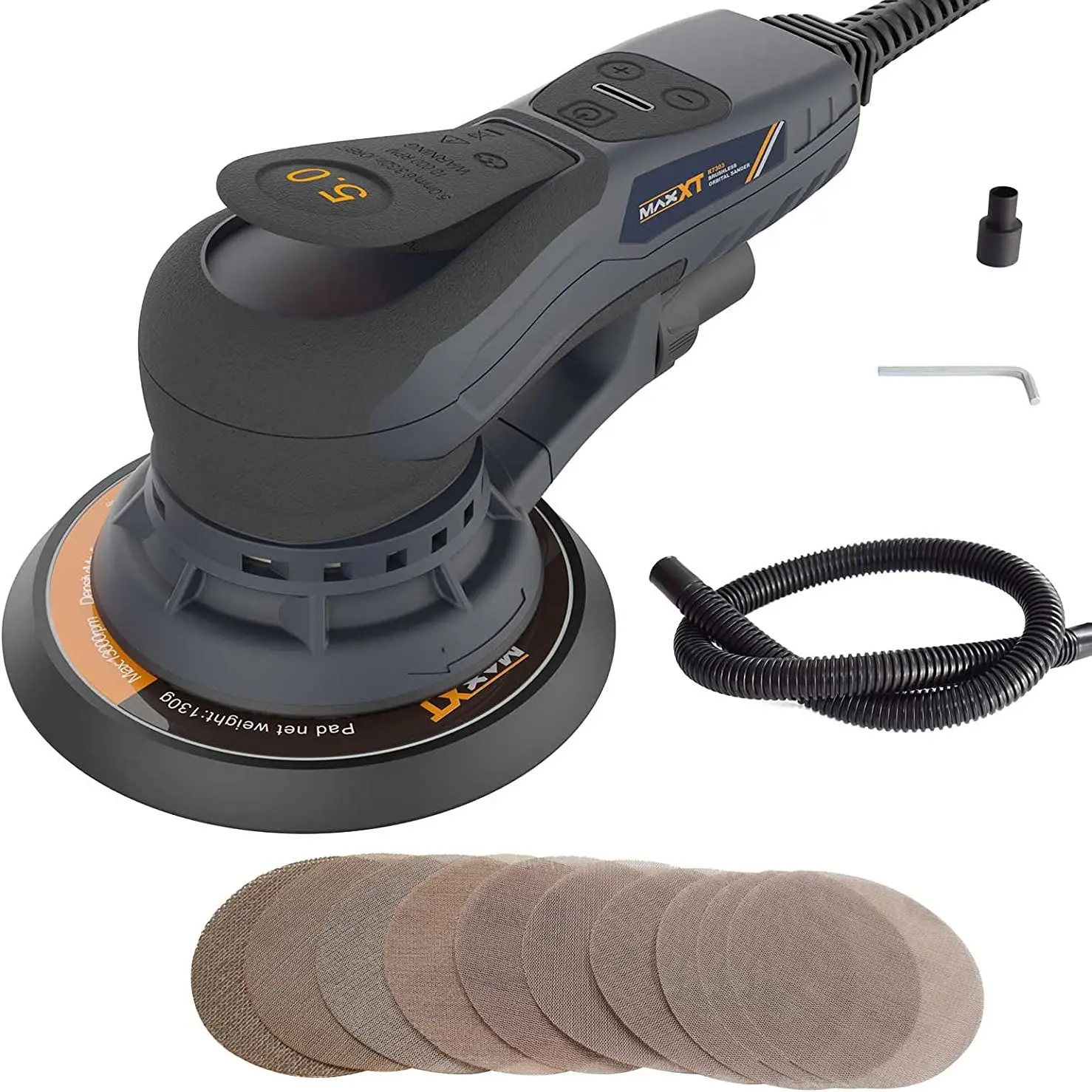 MAXXT Random Orbital Sander Brushless 350W 3A Multi-function Variable Speed Electric Corded Orbital Sanders Machine Polishing phendo brushless 350w multi function random orbital sander variable speed corded polisher for finishing corners car wood