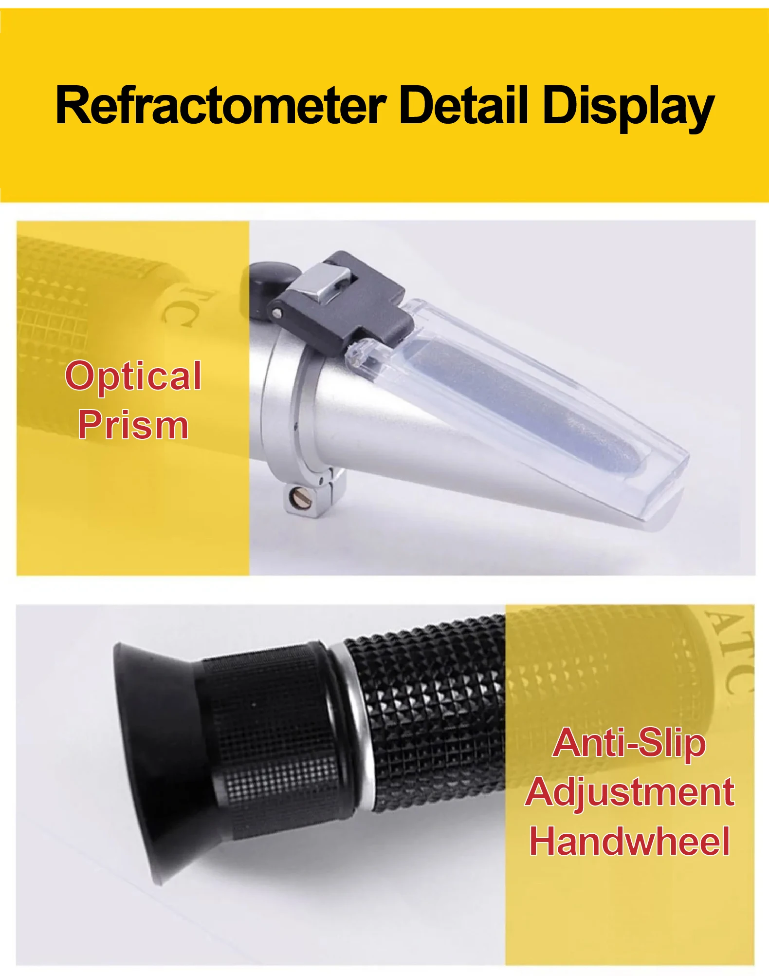 Portable Honey Concentration Refractometer with ATC Brix Moisture Baume Tester f