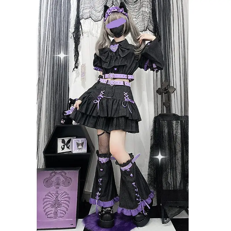 Sweetheart Hottie Dress Short Skirt Suit Women's Role Play Sweet Cool Style Summer Puff Sleeve Bow Tie Campus Style Two Piece