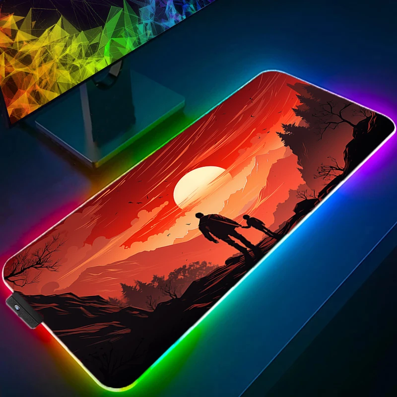 Anime Landscape RGB Large Mouse Pad LED Luminous Gaming Desktop Mousepad PC Office Rubber Table Mat Kawaii Mouse Mats xxl Carpet