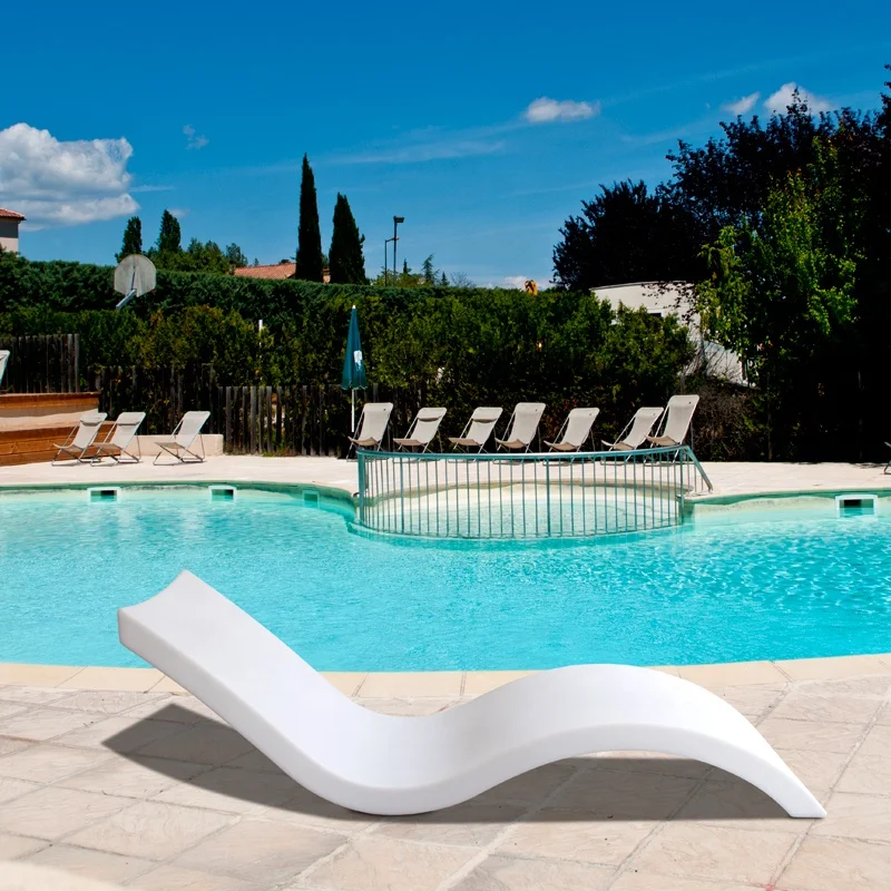 2PC Outdoor Deck Pool Lounge Chair Swimming Pool Garden Reclining Chair in Water Chaise Ledge Sun Lounger
