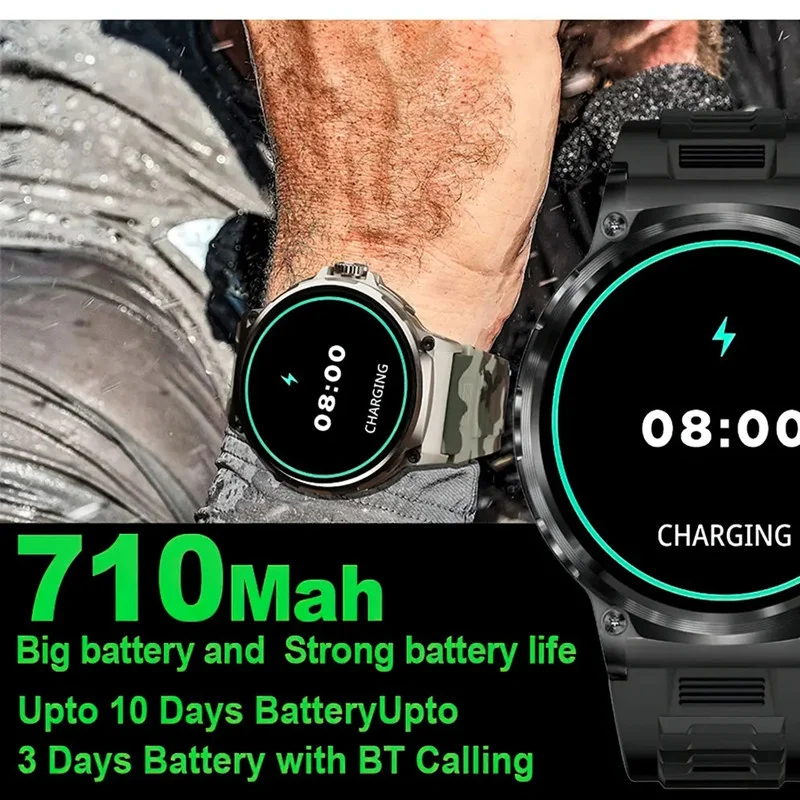V69 Bluetooth Call Smart Watch 1.85 Inch Large Screen Men Sports Fitness Tracker Heart Rate Health Monitor 710mAh Smartwatch 4