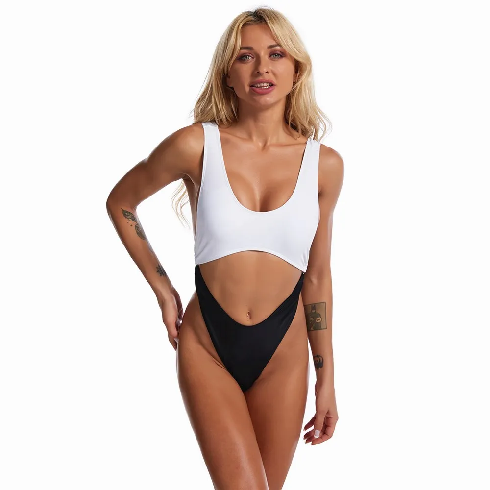 

Sexy One Piece Thong Swimsuit Female Monokini Women Cut Out Bodysuit Swimwear Padded Bather Backless Bathing Suit Swim Wear