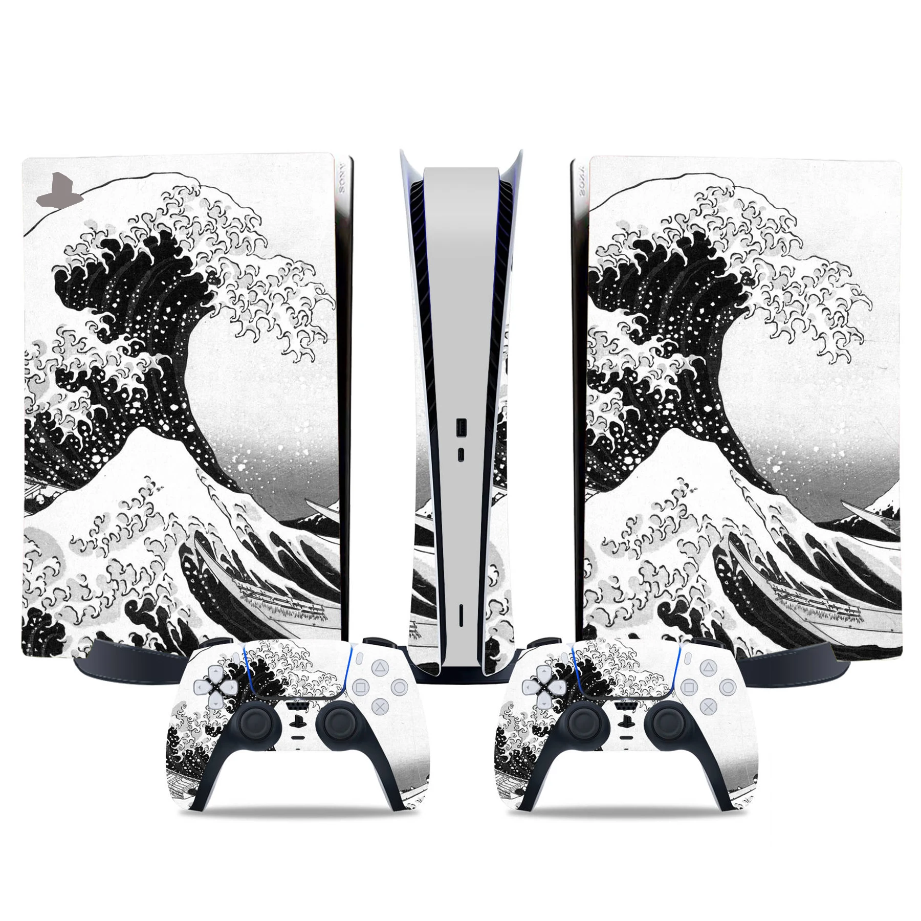 For PS5 Digital Protective Skin Sticker Vinyl Decal Full Set Cover Wrap for Game Console and 2 Controllers