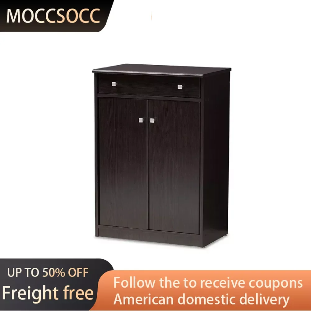

Modern and Contemporary Wenge Brown Finished Shoe Cabinet Freight Free Furniture Shoes Organizer Living Room Home