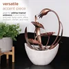 ZEN918 Indoor Tabletop Multi-Tiered Metal Falling Leaves Water Fountain with Stone-Filled Base, 14" 4