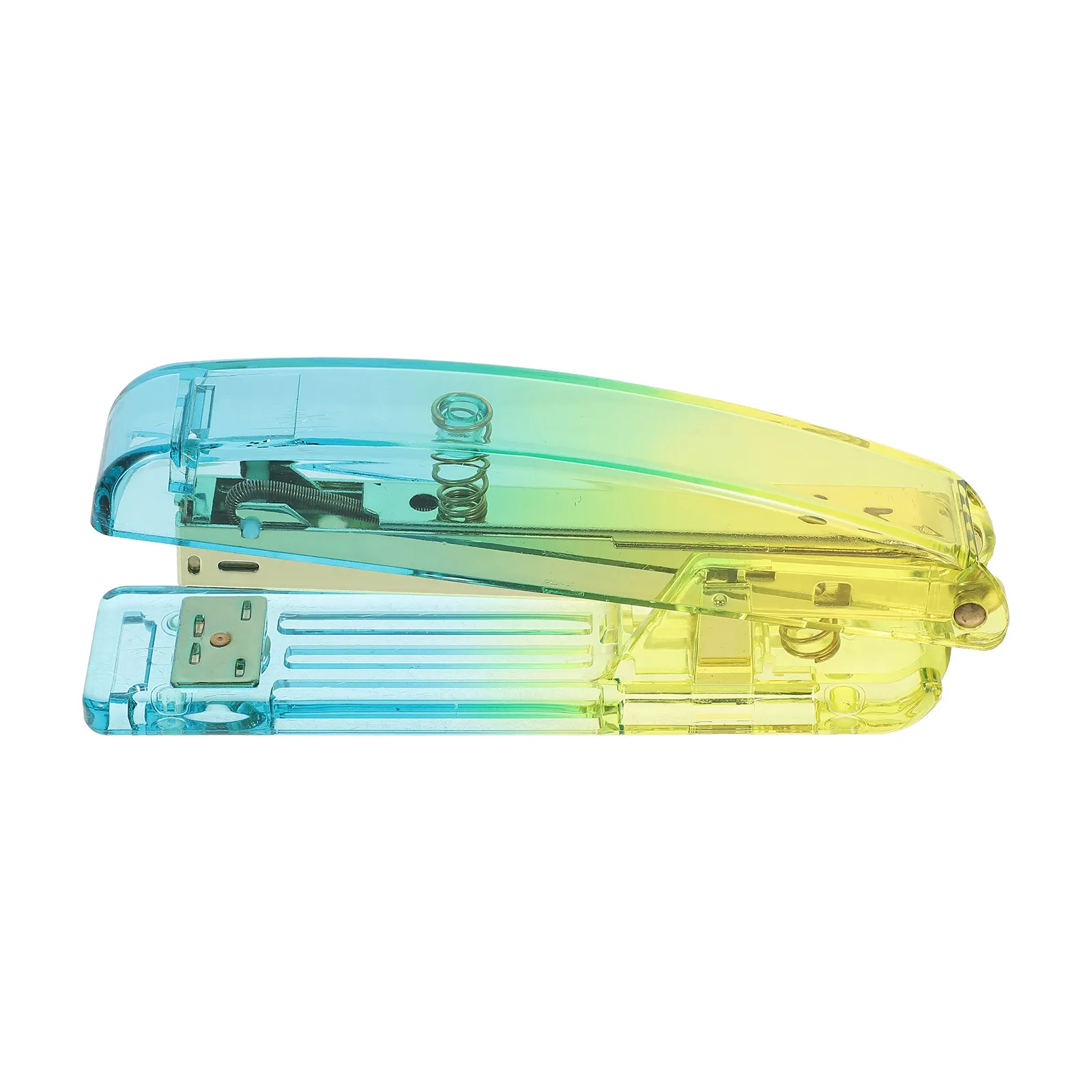 데스크탑 스테이플러 블루 옐로우 그라데이션 아크릴 스타일리쉬 휴대용 핸드 스테이플러 사무용 종이 바인딩 미적 감각의 문구류