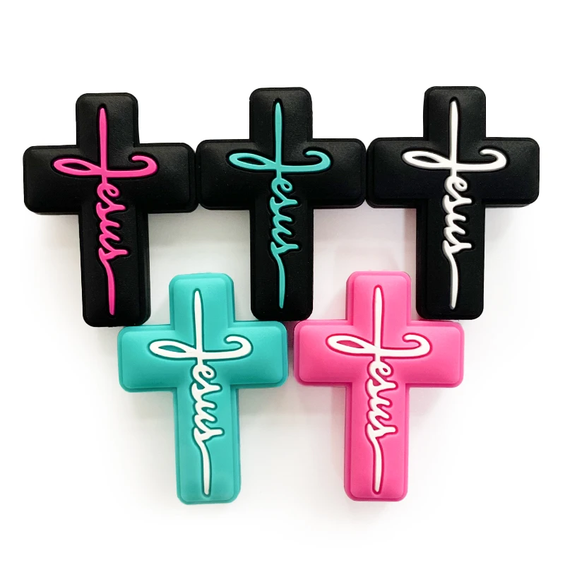 10Pcs Hot Sale Food grade Cross Silicone Focal Beads Jewelry  Baby Molar Toy For Pen Making  Bracelets Handmade Accessories 5