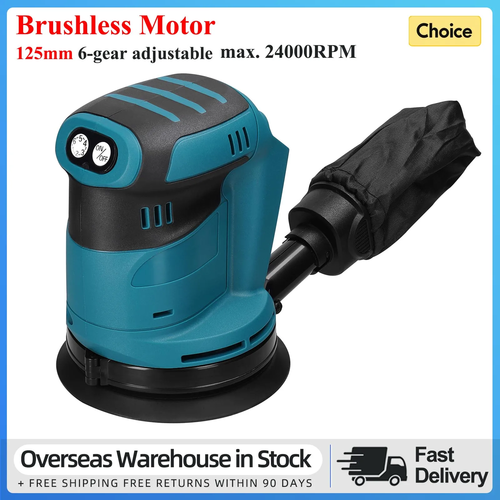125mm Brushless Motor Cordless Orbital Sander Wood Grind Tool Electric Car Polisher Multifunctional Wood Metal Waxing Polishing