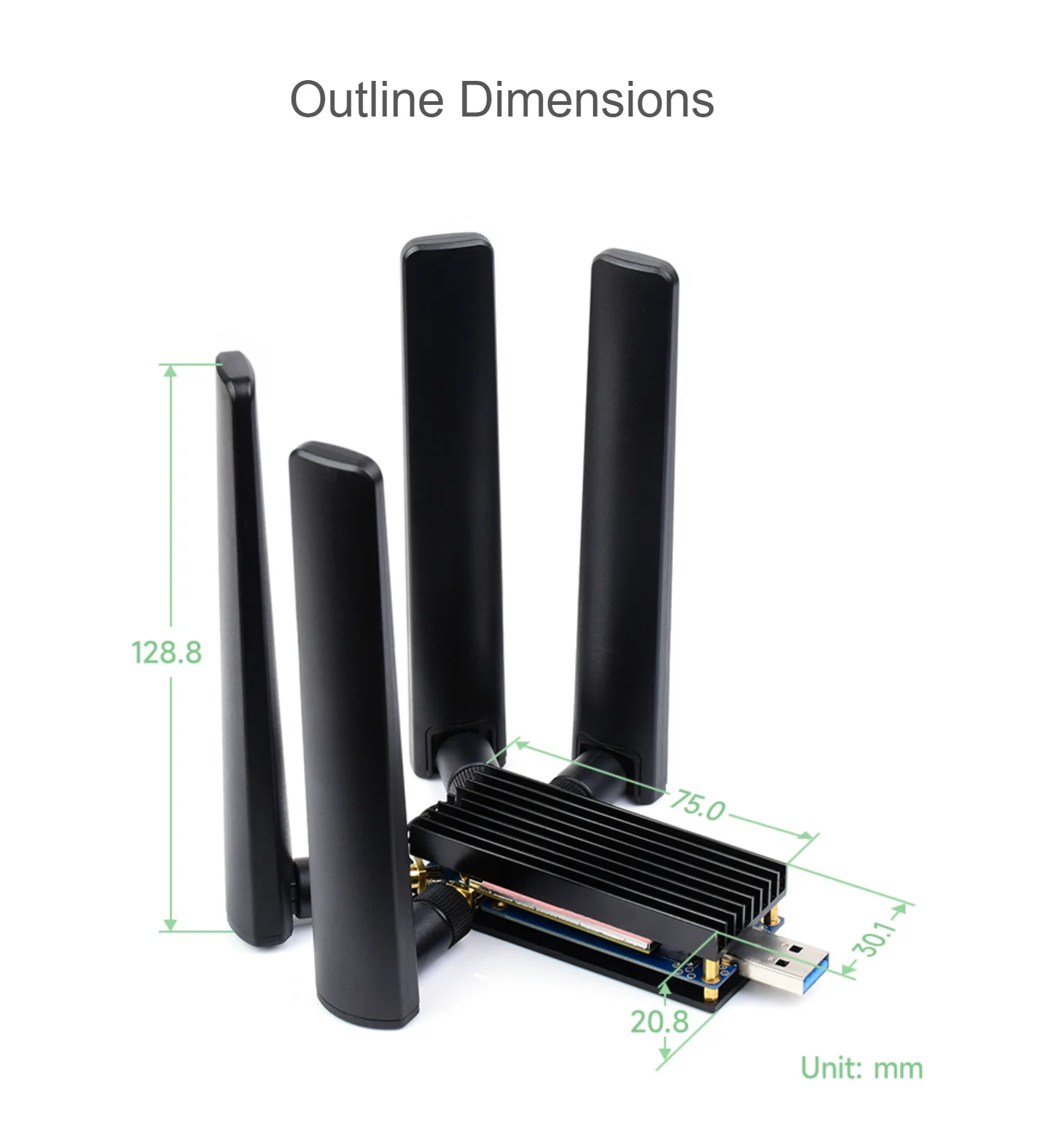 Módulo Dongle Antenas Quad Usb 3.1 Port Dissipador de Alumínio Liga Interface M.2 Chave b 5g - Imagem 5