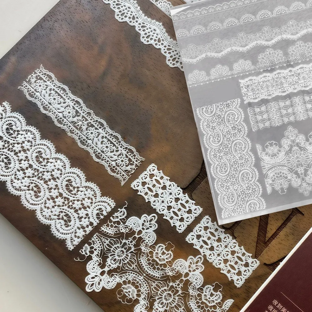 3D 실리콘 레이스 네일 몰드 우아한 레이스 프렌치 카빙 템플릿 스텐실 UV 젤 DIY 재사용 가능 매니큐어 참 장식 제작 도구