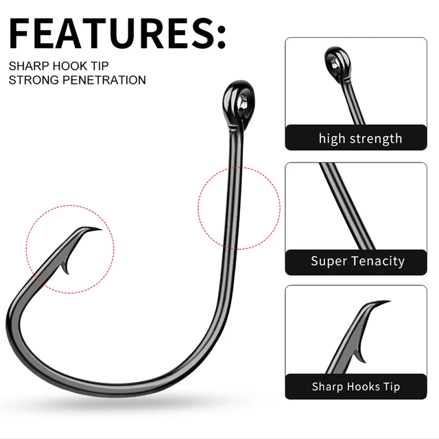 Proberos Brand Fishing Hooks Black Color Octopus/circle Sport Circle Fish  Hook Jig Big 1#-5/0# Size Bass - Fishhooks - AliExpress