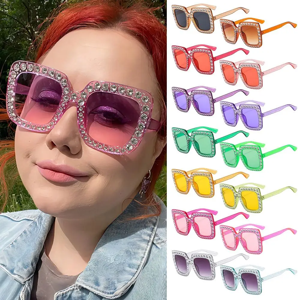 

Big Frame Crystal Oversized Sunglasses Fashion Square UV400 Protection Diamond Sun Glasses Sparkling Eyewear Women