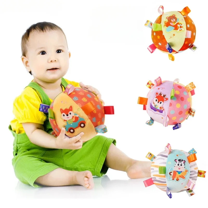 Baby Rattles Toys Soft Plush Hand Rattles Hand Grip Ball Animal Pattern Rattles Shaker for 3 6 9 12 Months Plush Vocal Toy - 6