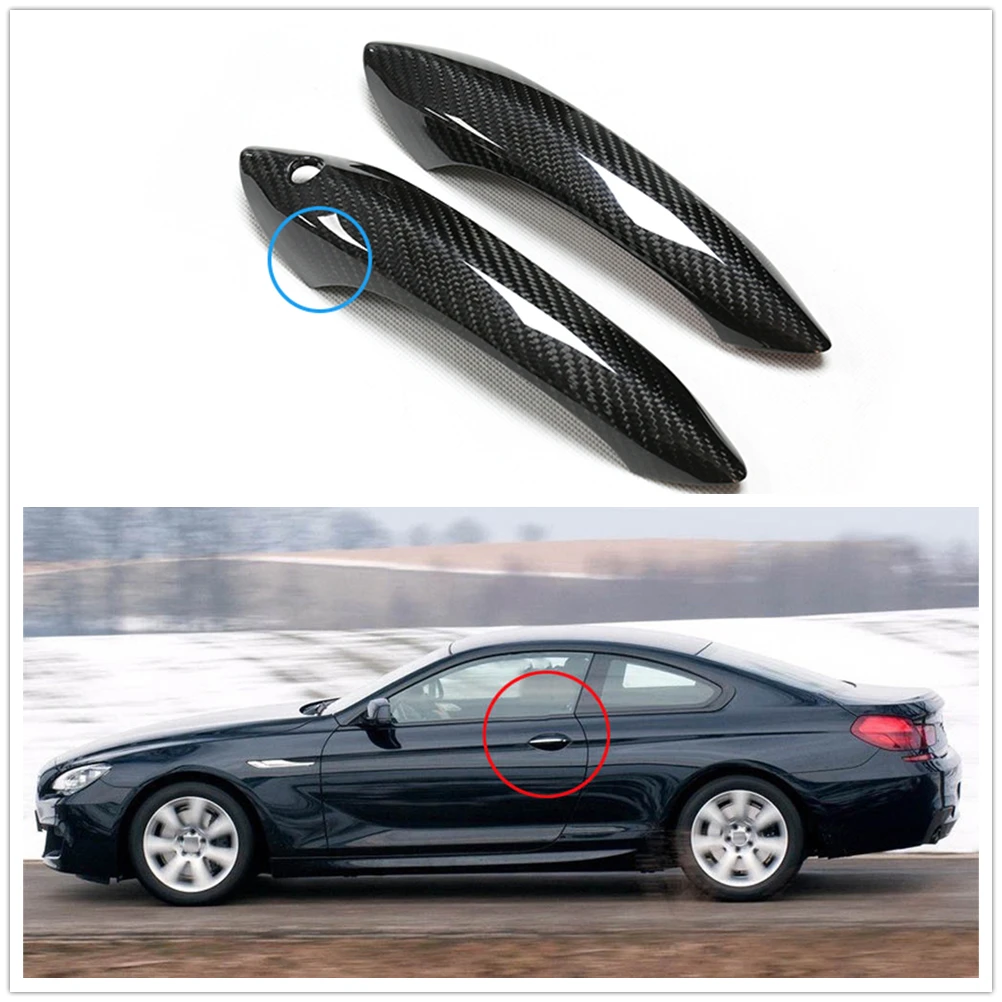 자동차 외부 문짝 핸들 커버, BMW F06 F12 F13 2010-2013, 스마트 키 홀 없음, 건식 탄소 섬유