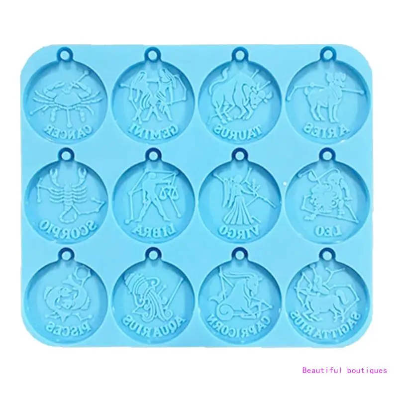 

Round Twelve Constellations Combination Earring Mold Epoxy Jewelry Mold Resin Casting Pendant Mold Suitable for Diy DropShip