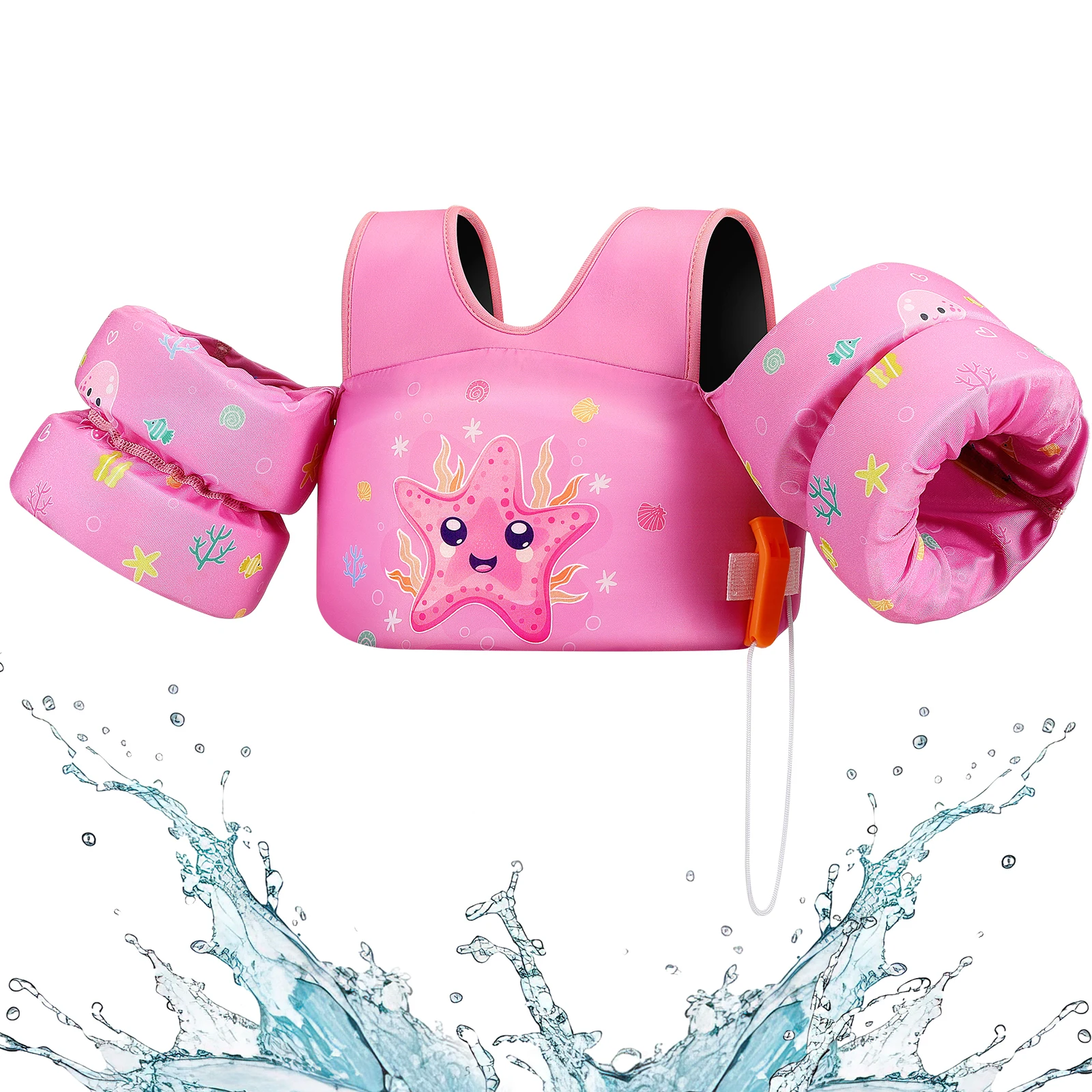 Children's Safety Swim Vest with Whistle and Foam Support for Pool and Kayak Adventures