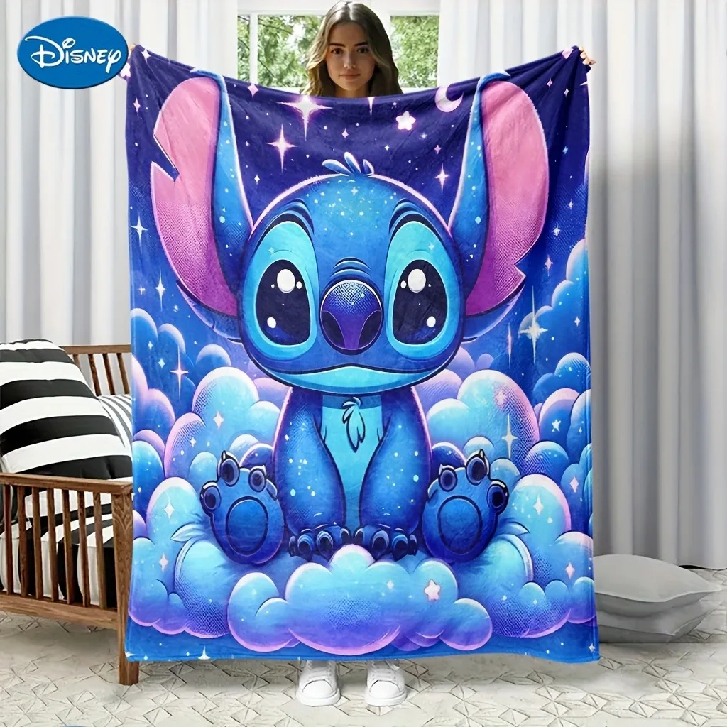 1PC Disney Stitch Blanket for Cozy, багатофункціональна ковдра підходить для дому, на природі, подорожей, кемпінгу, ковдри для сну.