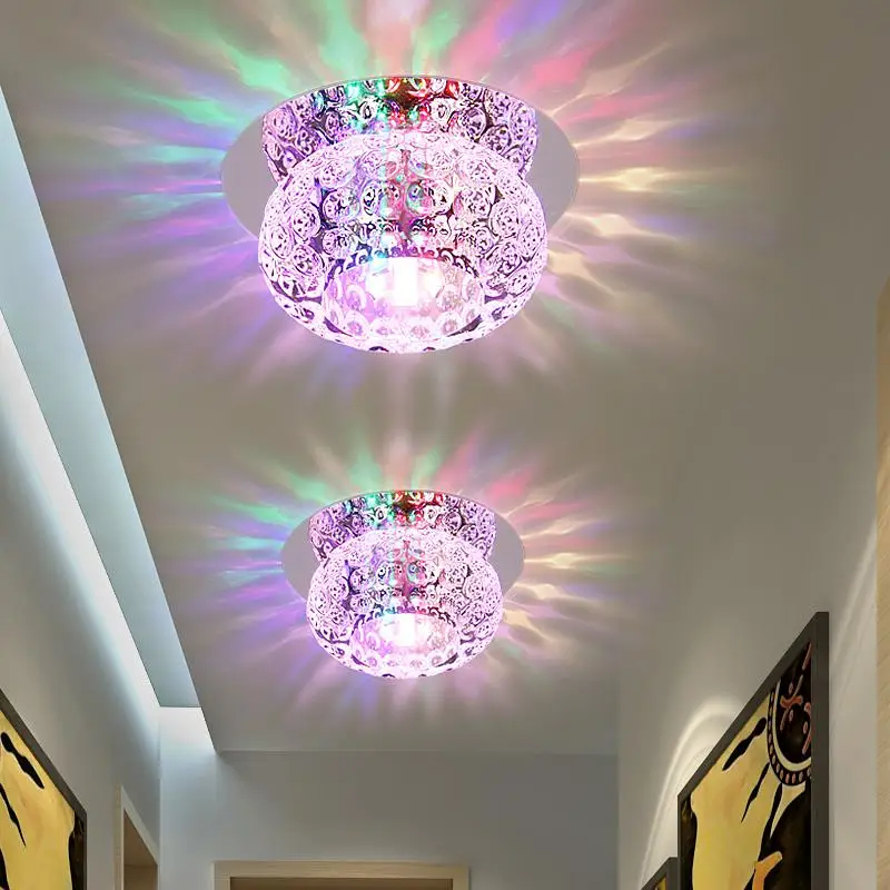 Bubble Crystal Ceiling Lights LED Aisle Lamp Spotlight Living Room Corridor Entrance Downlight Stainless Steel Mirror Base Ceiling Lamp