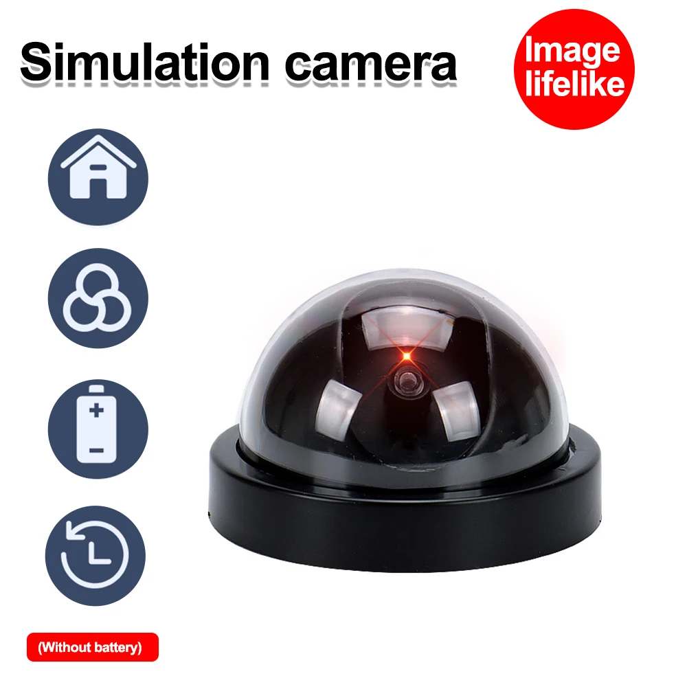 Wireless Dummy Fake Security Surveillance CCTV Dome Camera with One Red LED Light Realistic Look for Home or Business Anti-Theft