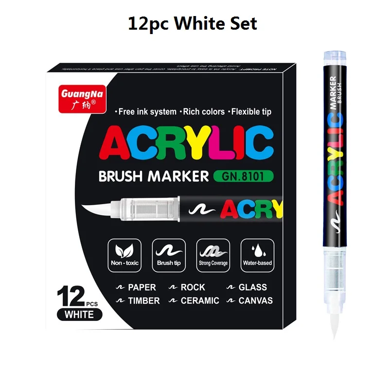 guangna アクリルマーカー 164色 Amazon.com: Guangna Acrylic Paint Markers Brush Tip, 12