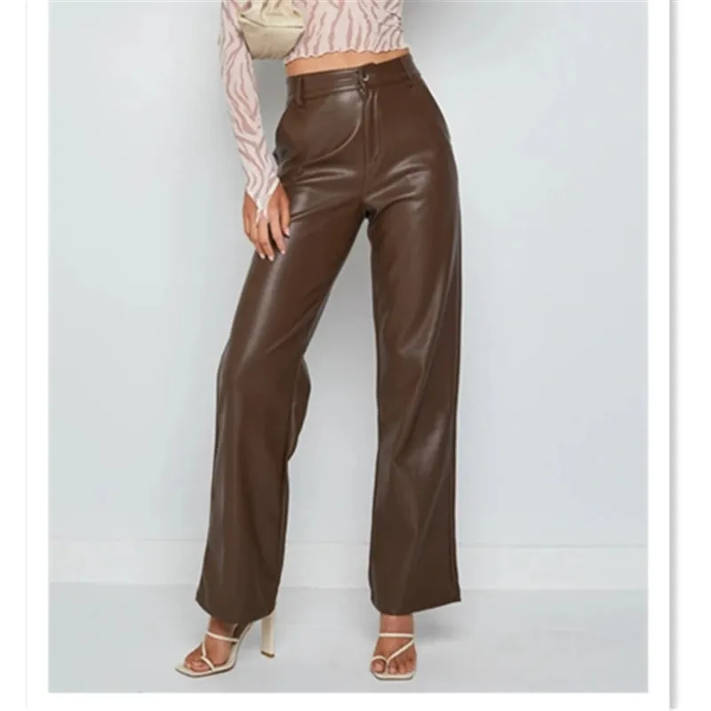 2023 Autumn and Winter Women\'s High Waist Button Pockets zipper Patchwork Straight Leg Casual Fashion Elegant Commuter Pants