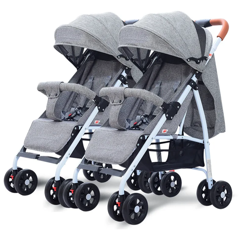 Double stroller lightweight side side stroller two large seats with individual recline upgraded version sit or lie down detachable