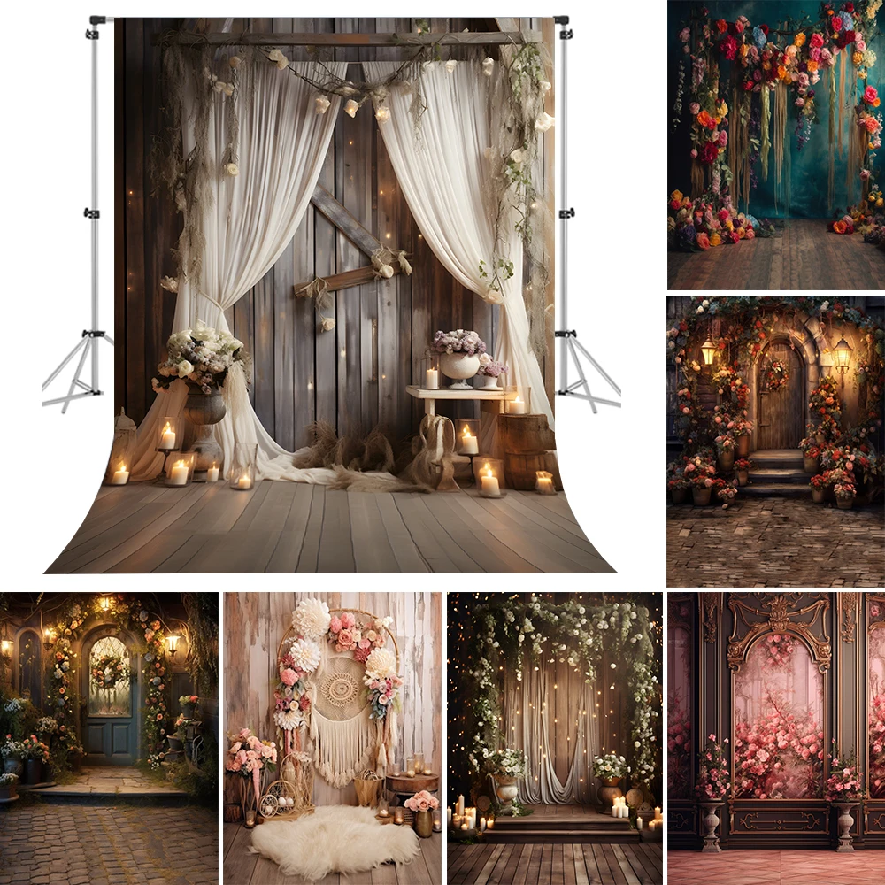 Photography Backdrops Birthday Background Supplies Birthday Backdrop Decoration Boho Floral Arches Pampas Balloon Adult Birthday Wedding Maternity Portrait Decor Photo Studio