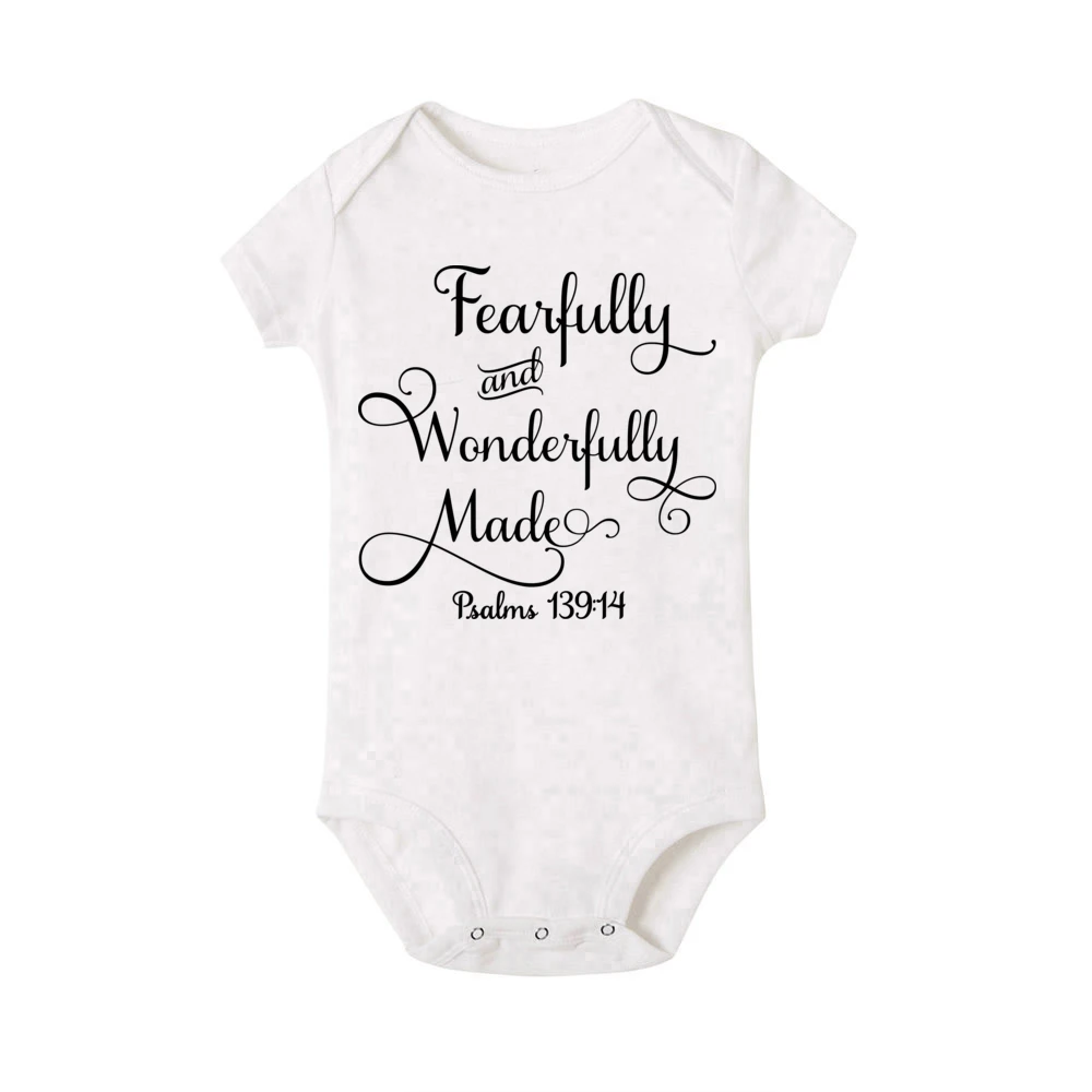 Fearfully and Wonderfully Made Bodysuit Faith Baby Romper Christian Baby Gift Religious Newbron Jumpsuit Boys Girls Clothes 3