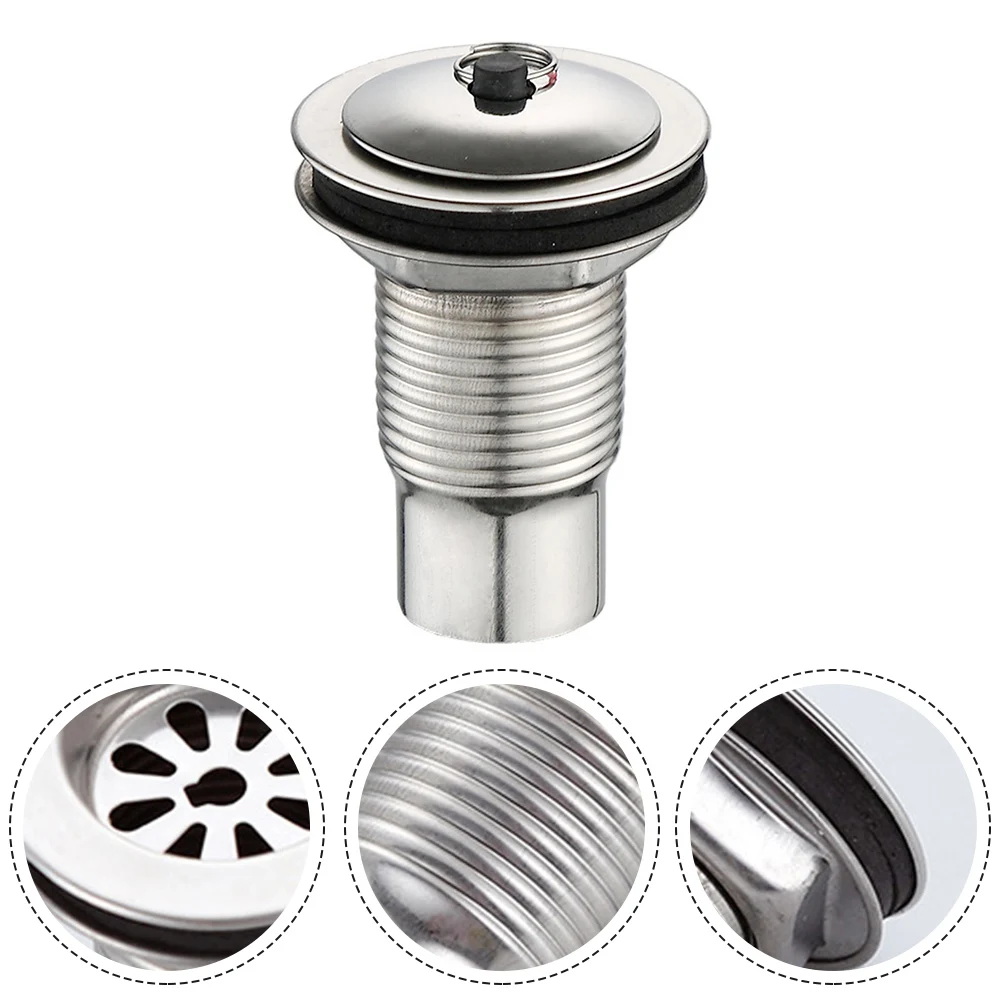 For Bathroom Pool Sink Drain Plug Drain Filter Kitchen Accessories 60mm Button Easy To Install Sink Plug