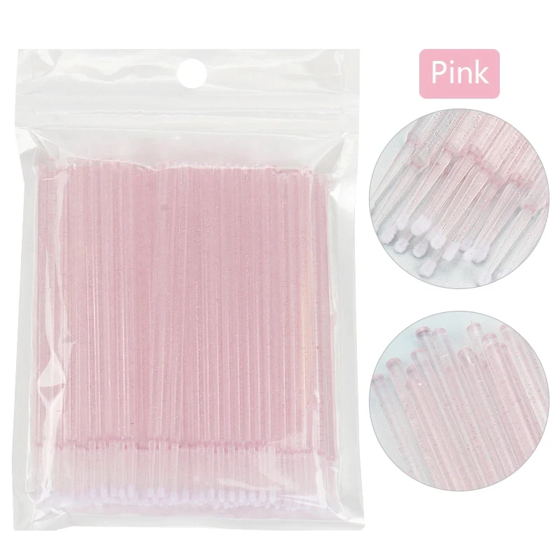 100Pcs Eyelash Cleaning Brush Lash Extension Micro Cotton Swab Individual thumbnail 3