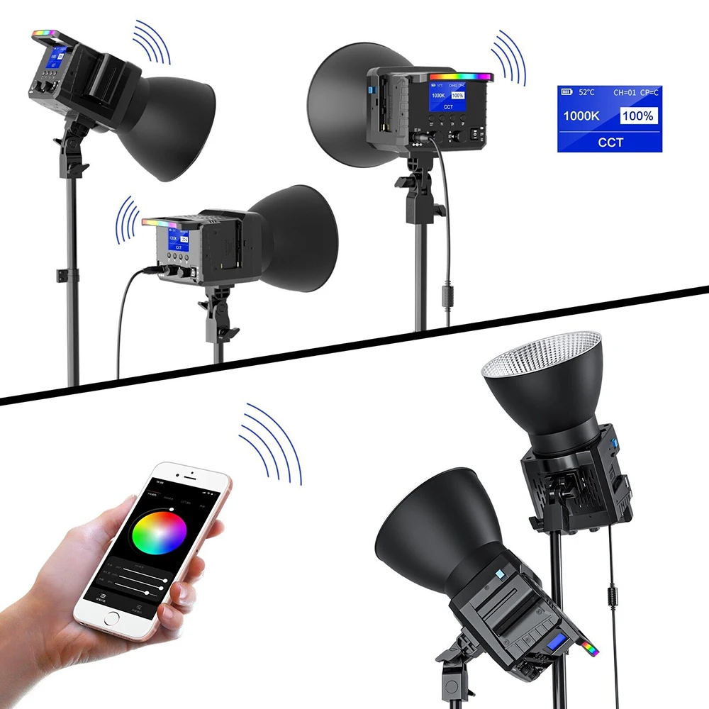 DO BRASIL Sokani X100 100W 바이 컬러 RGB LED 비디오 조명 앱 제어, 비디오 녹화 야외 촬영용 보웬스 마운트 조명