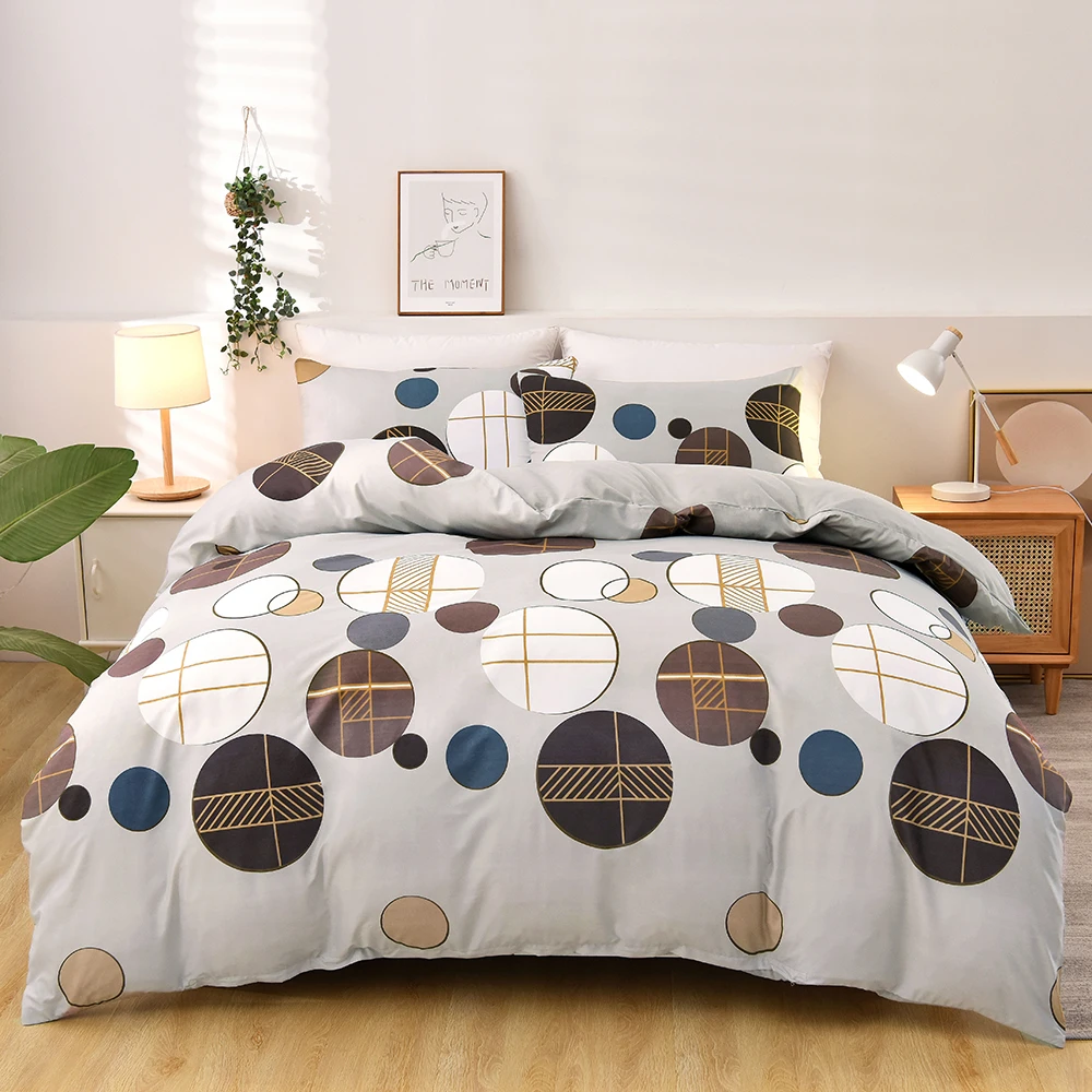 Spot Brown Geometry Duvet Cover Set Gray Bed Linen Twin King Queen Size ...