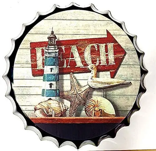 

Modern Vintage Metal Tin Signs Bottle Cap Beach ! Wall Plaque Poster Cafe Bar Pub Beer Club Wall Home Decor
