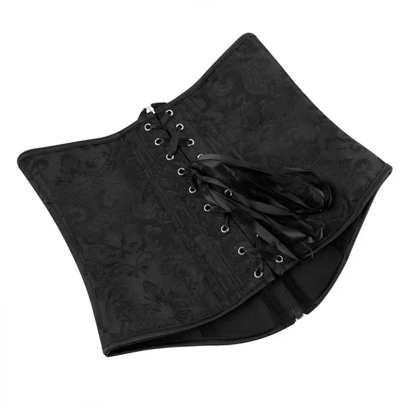 Underbust Corset Tops Women Gothic Vintage Bustier with Zipper Jacquard Plastic Bones Basques Body Shaper Waist Cincher Korset