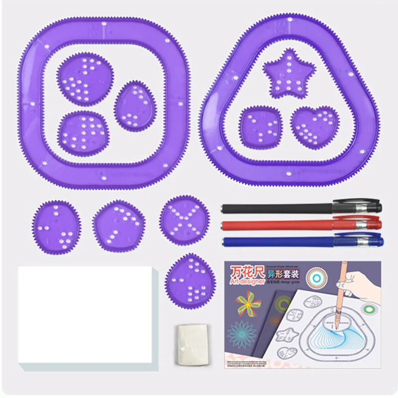 Montessori Spirograph Drawing Toys Multi-function Geometric Special-shaped Ruler Creative Painting Template Kids Educational Toy