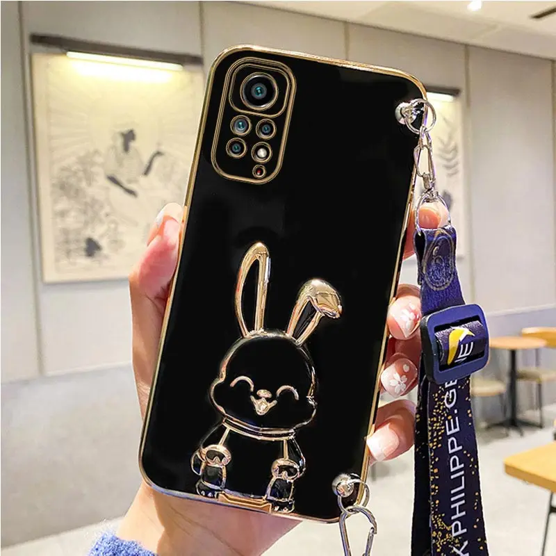 thumbnail image 1 of Rabbit Holder Lanyard Phone Case For Xiaomi Redmi Note 11 8 12 10 9 Pro Max 12 4G 5G 10s 11s 9A 9T 9C Nfc Stand Strap Cover, 1 of 5