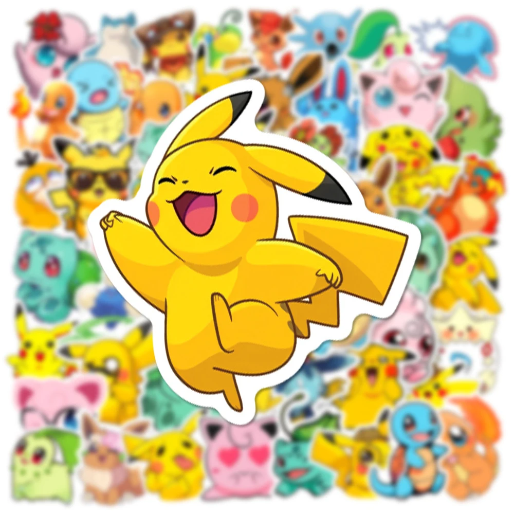 

10/30/50pcs Kawaii Pikachu Anime Pokemon Stickers Cartoon Decals Fridge Notebook Laptop Motorcycle Decoration Sticker Kids Toys