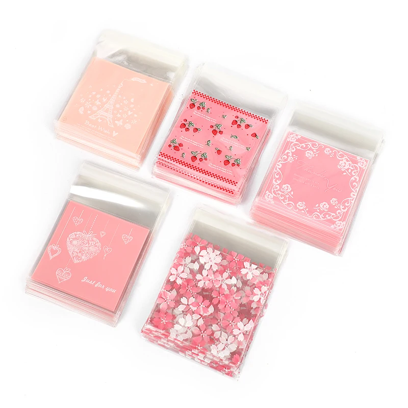 50 stücke Transparente Süßigkeiten Taschen Rosa Blume Kunststoff Kekse Taschen Baby Dusche Geburtstag Party Backen Cookies Verpackung Hochzeit Decor – Detail 6