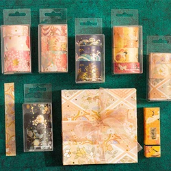 3Pcs Sakura Washi Tape Set Journal Supplies Retro Masking Tape Diary Gold Foil Decorative Adhesive Tape Scrapbooking Washitape