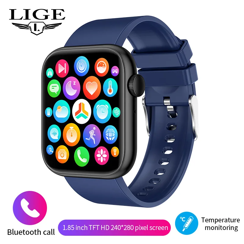 LIGE-reloj inteligente deportivo para hombre y mujer, pulsera completamente táctil con Bluetooth, llamadas, temperatura corporal, nuevo, 1,85