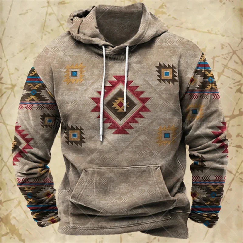 Sudadera con capucha vintage para hombre 2024, jerséis casuales de manga larga, ropa para hombre, tops con estampado Harajuku, sudaderas de gran tamaño con capucha